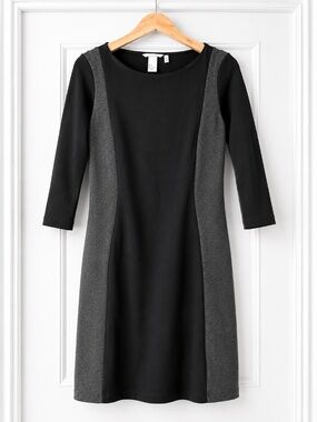 H&M Black & Charcoal Colorblock Sheath Dress